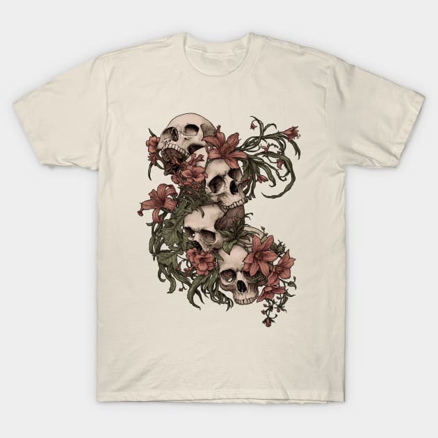 Garden of Skulls T-Shirt by Moutchy